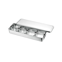 8 mini rektangulære krydderibeholdere med låg - 435 x 145 x 63 mm