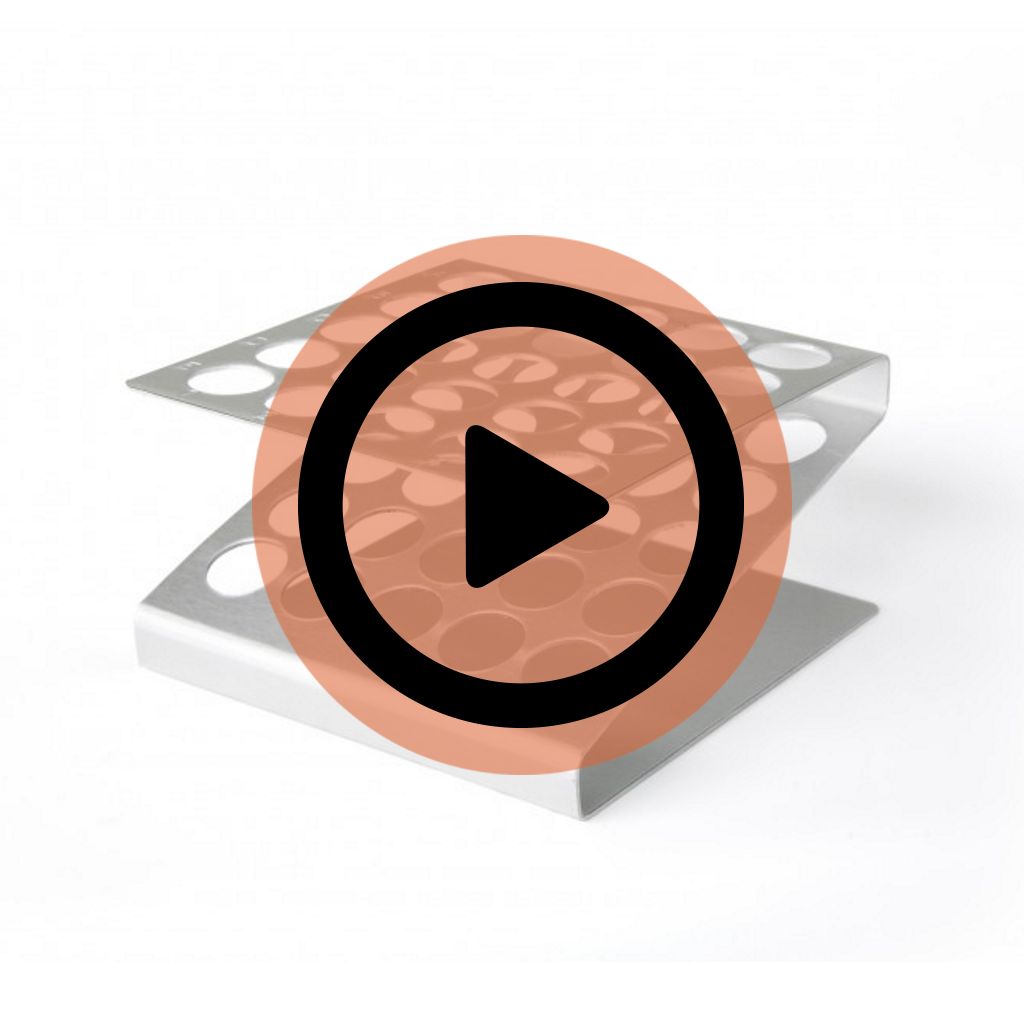Aluminium holder til 25 reagensglas/tuber (til opfyldning), max 16 mm., 1 stk.