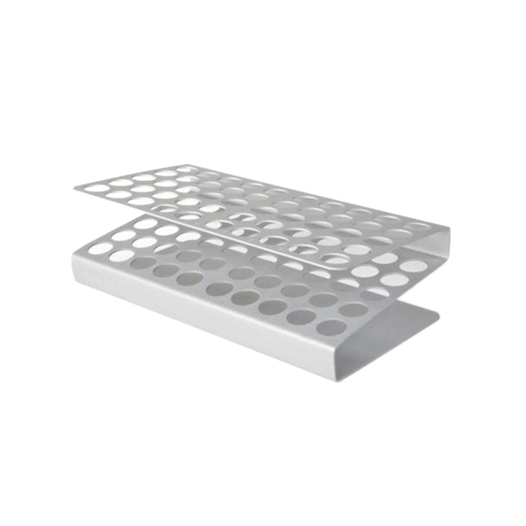 Aluminium holder til 50 reagensglas/tuber (til opfyldning), max 16 mm., 1 stk.