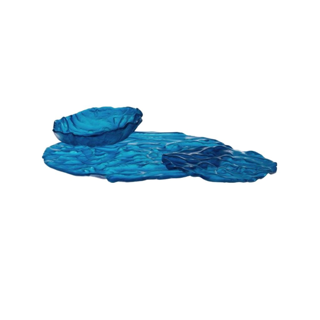 Blå glas tallerken - Caribbean Blue, str. L, 1 stk.
