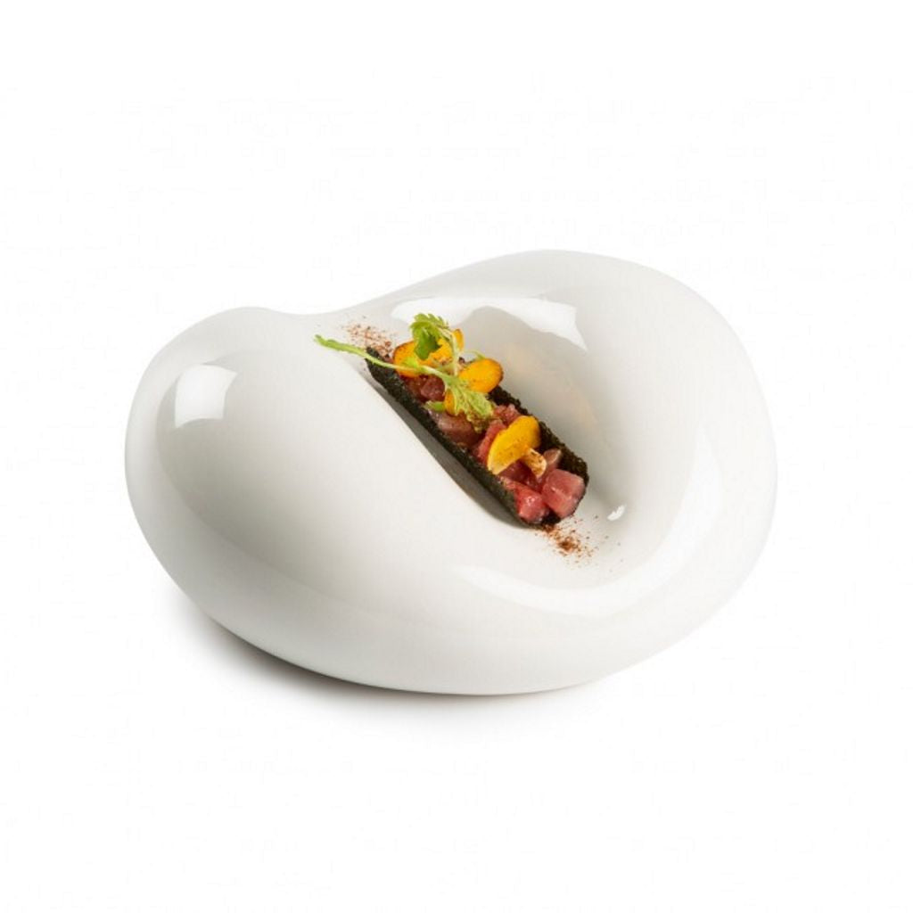 Dune - Taco design, glaseret hvid, Ø17, 1 stk.