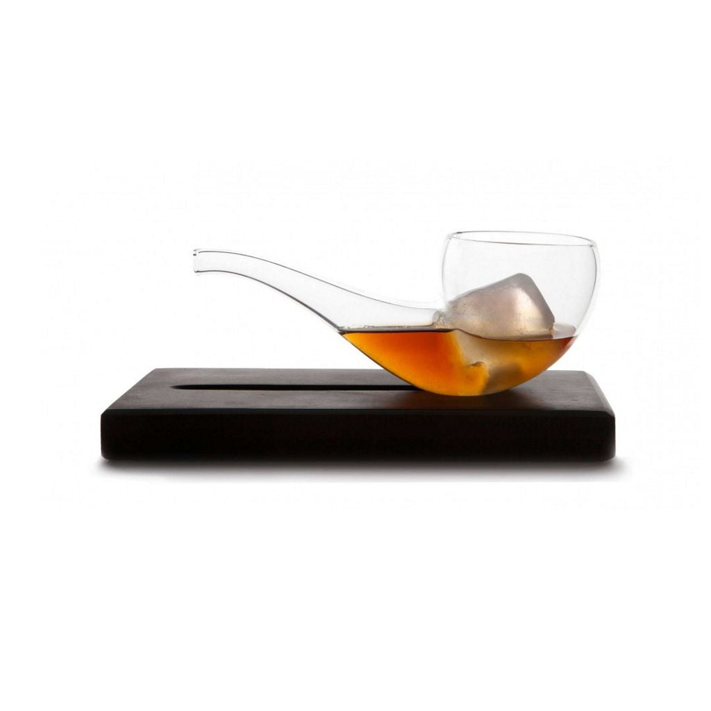 Cocktail glas formet som glaspibe med marmorholder, 100 ml