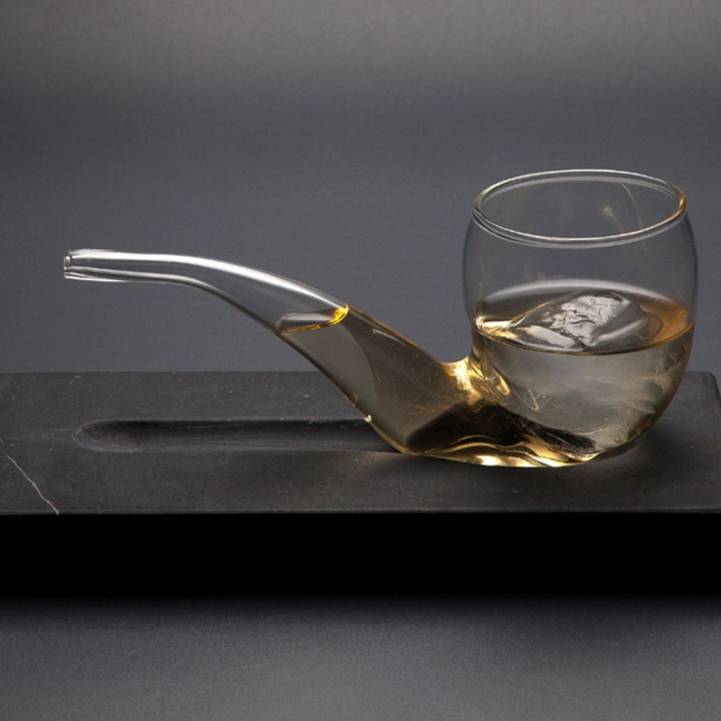Cocktail glas formet som glaspibe med marmorholder, 100 ml