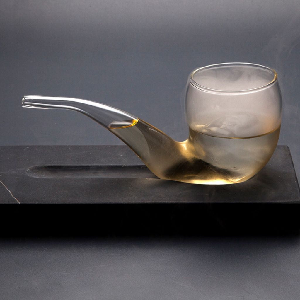 Cocktail glas formet som glaspibe med marmorholder, 100 ml